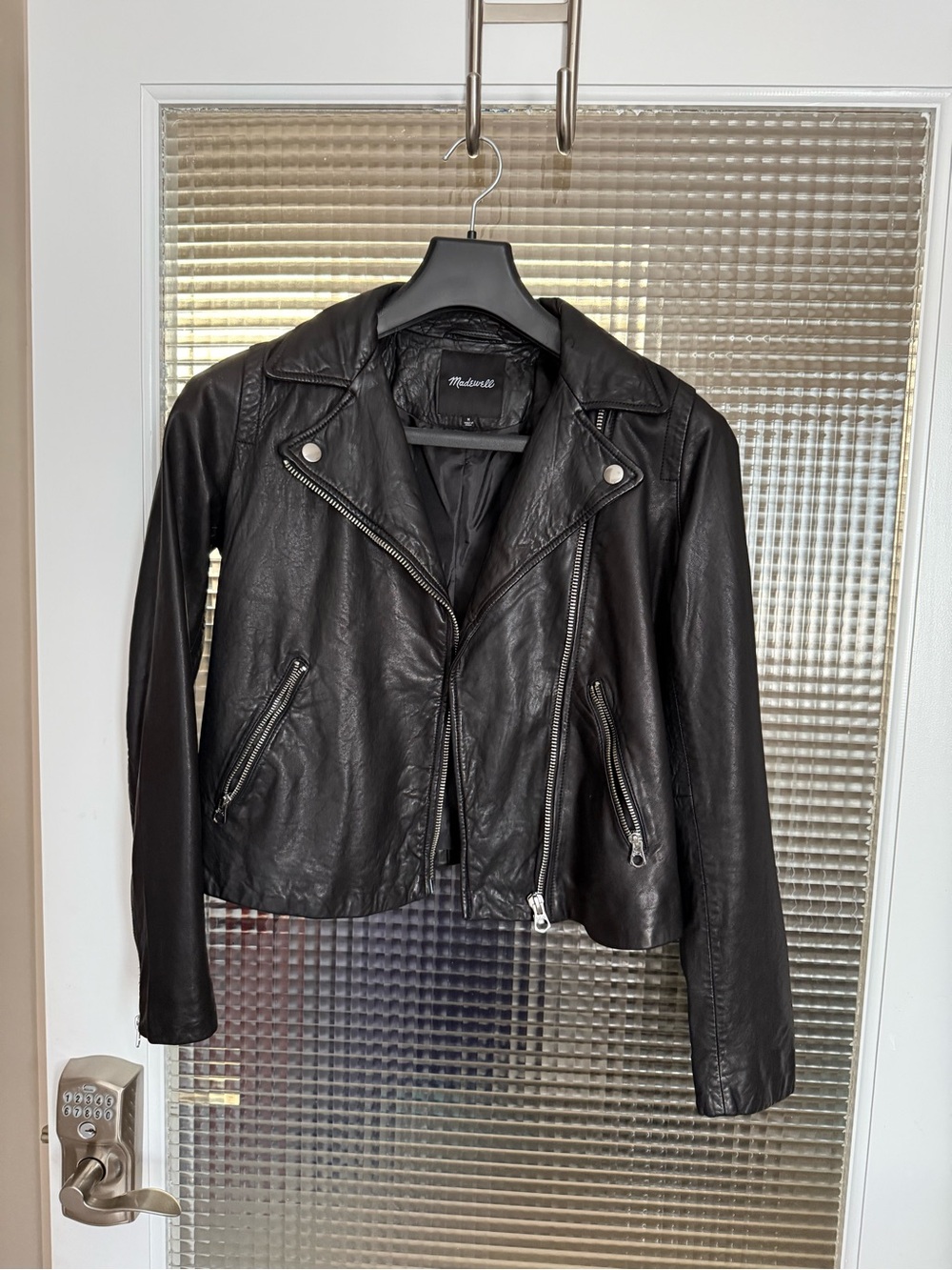 Madewell Medium Black Leather Asymmetric Moto Jacket